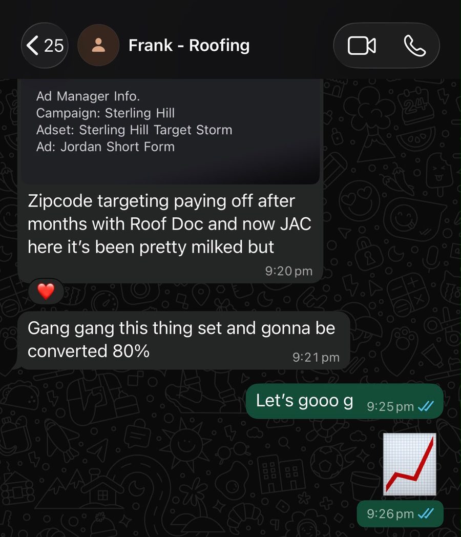Client screenshot: Frank &ndash; Roofing